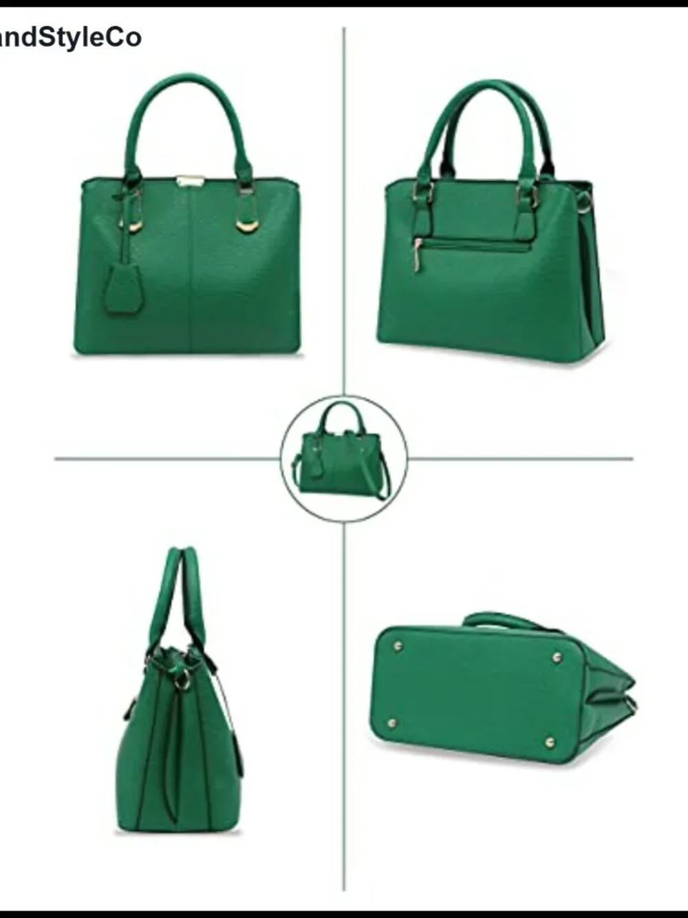 PU Leather Satchel Handbag Structured Shoulder Purse Top Handle